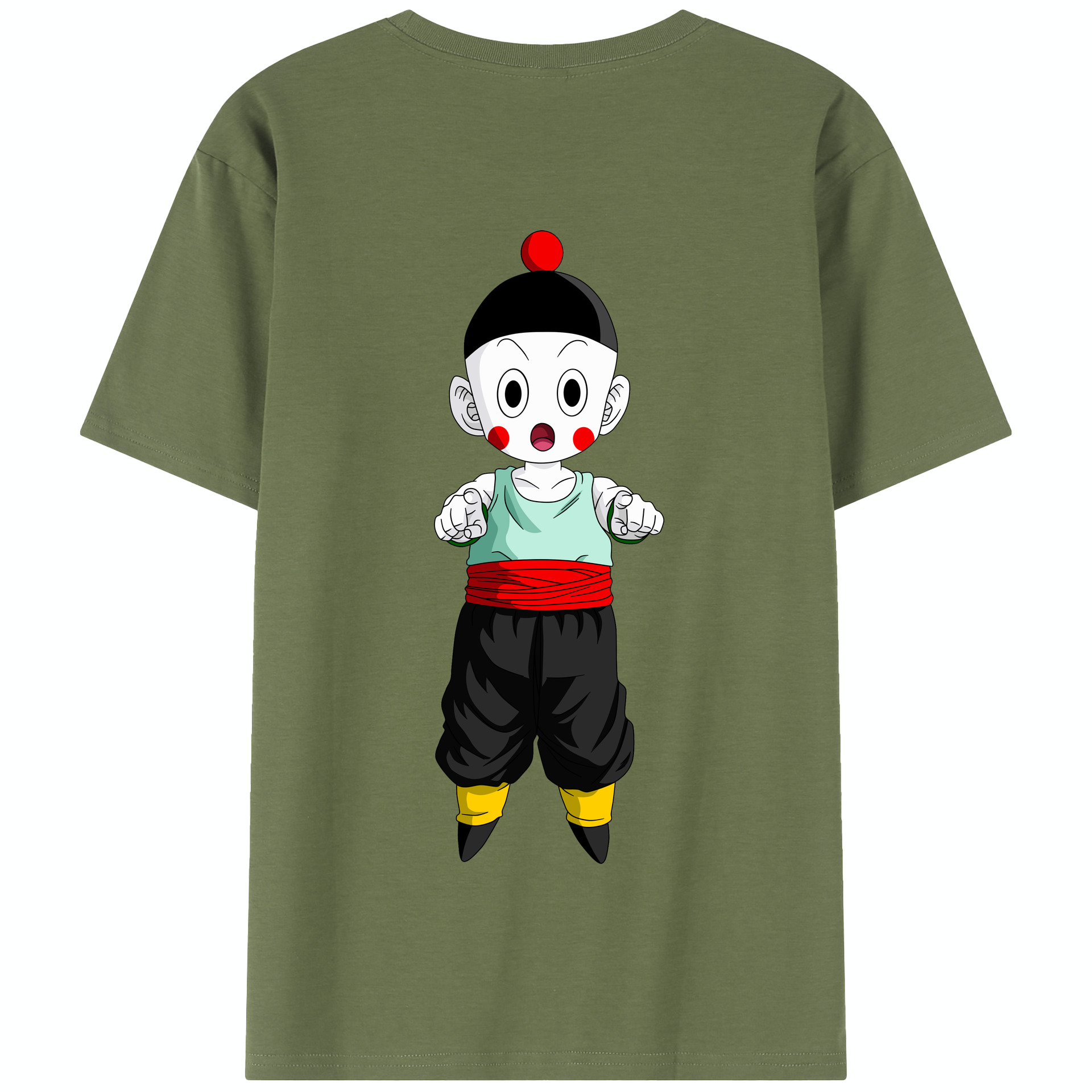 （画像用） ドラゴンボール 餃子（チャオズ）DRAGON BALL Chaoz 綿100％半袖Tシャツ（背面プリント）